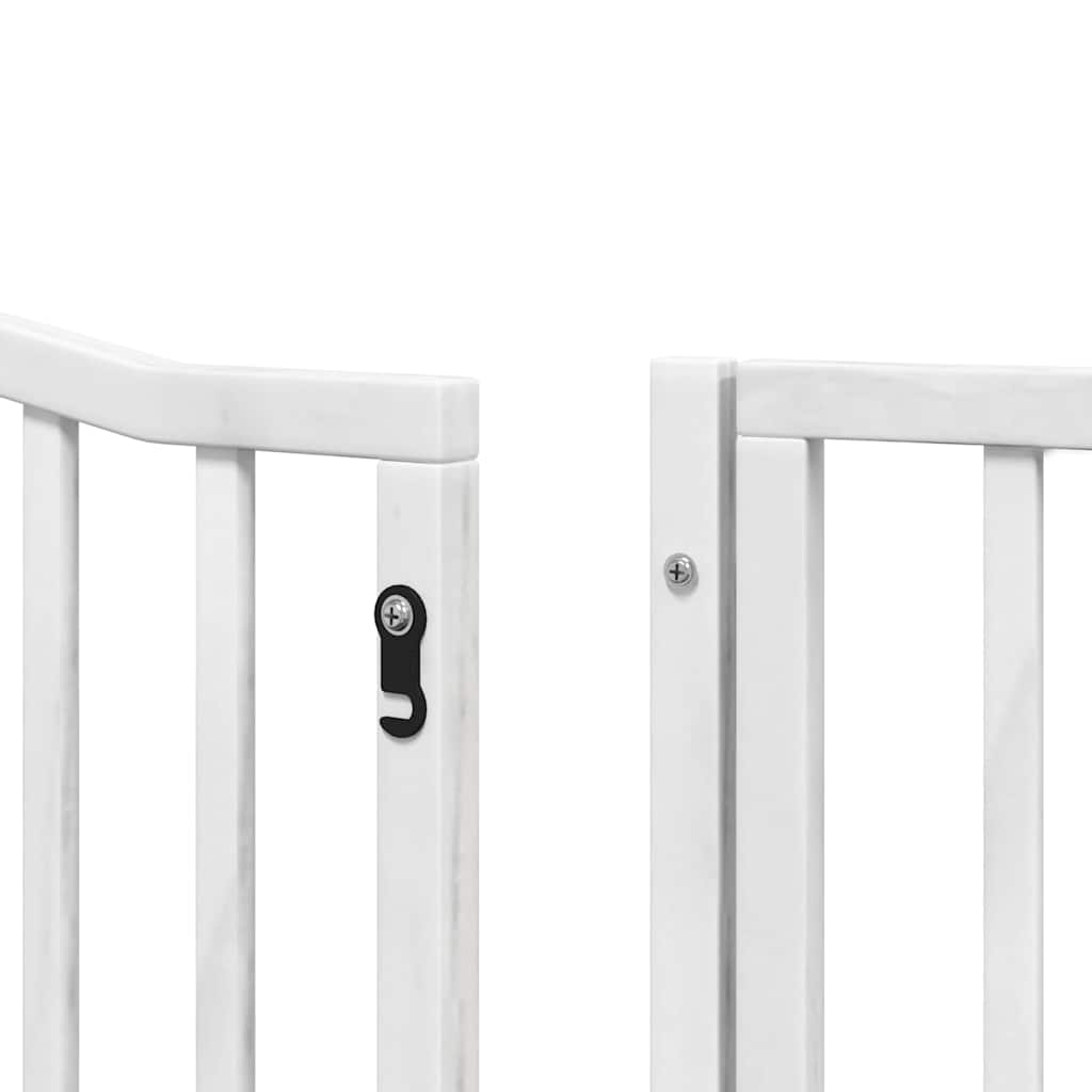 hundelåge med dør 12 paneler 960 cm foldbar poppeltræ hvid