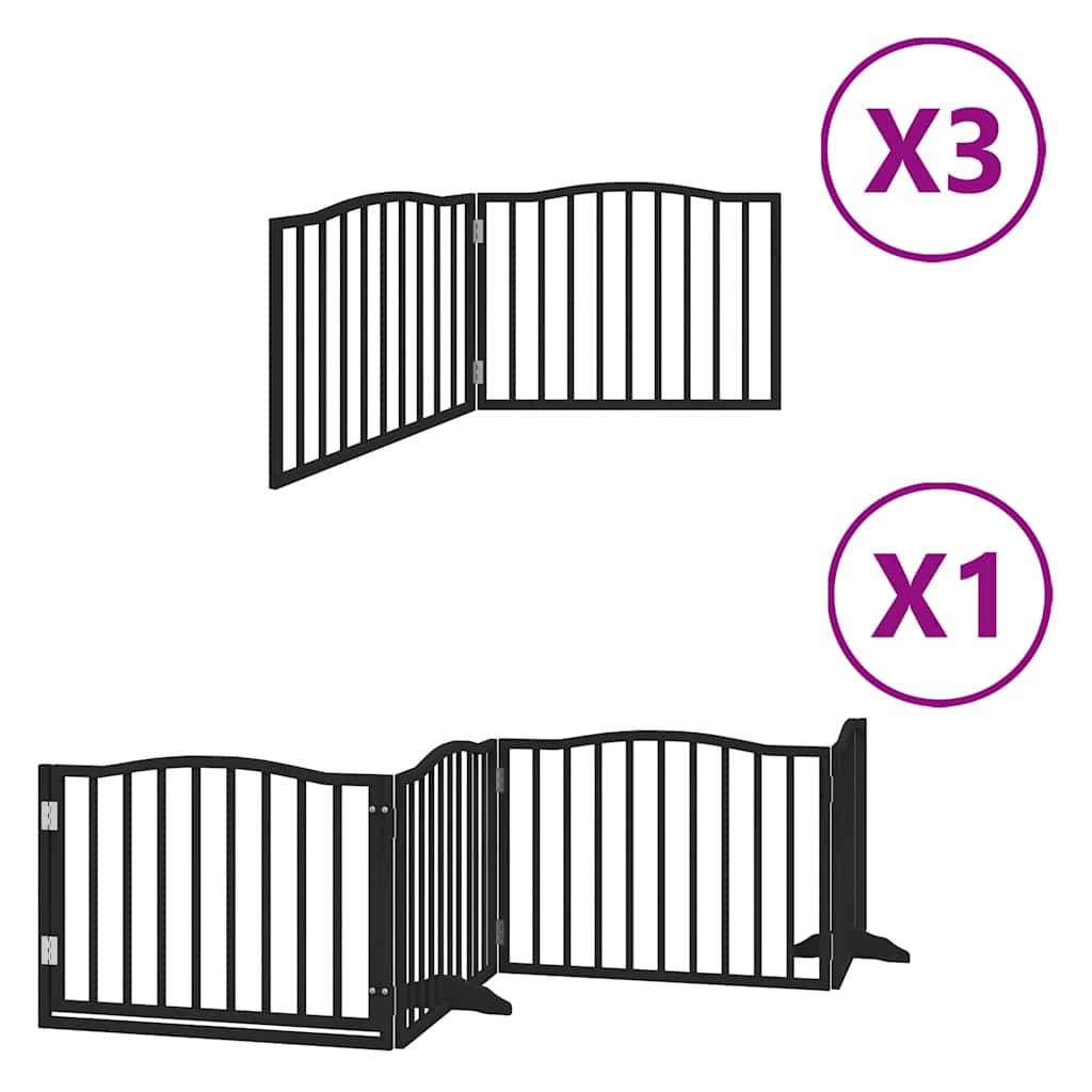 hundelåge med dør 10 paneler 800 cm foldbar poppeltræ sort