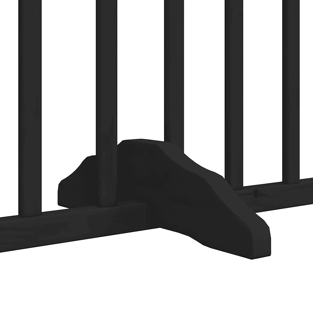 hundelåge med dør 12 paneler 960 cm foldbar poppeltræ sort
