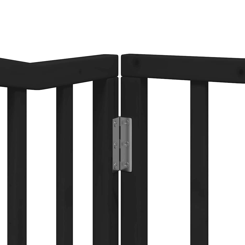 hundelåge med dør 12 paneler 960 cm foldbar poppeltræ sort