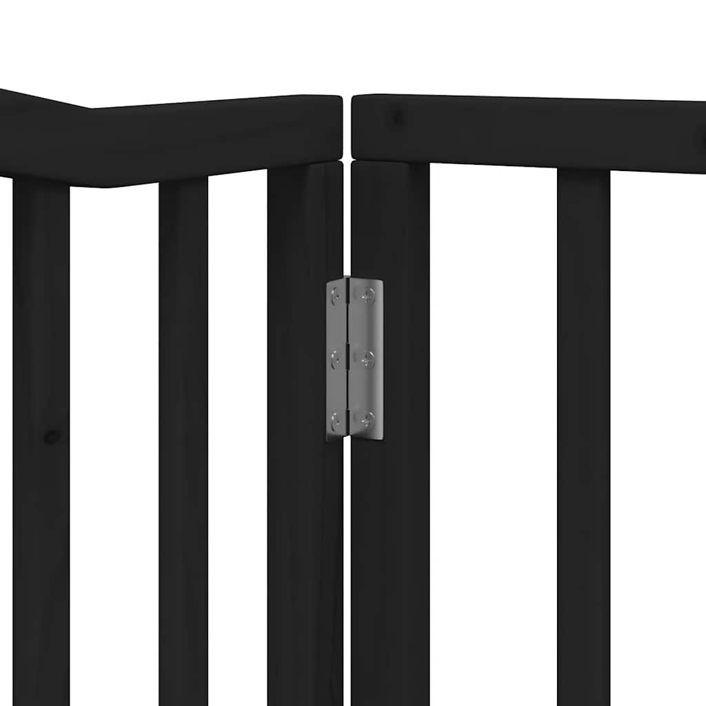 hundelåge med dør 8 paneler 640 cm foldbar poppeltræ sort