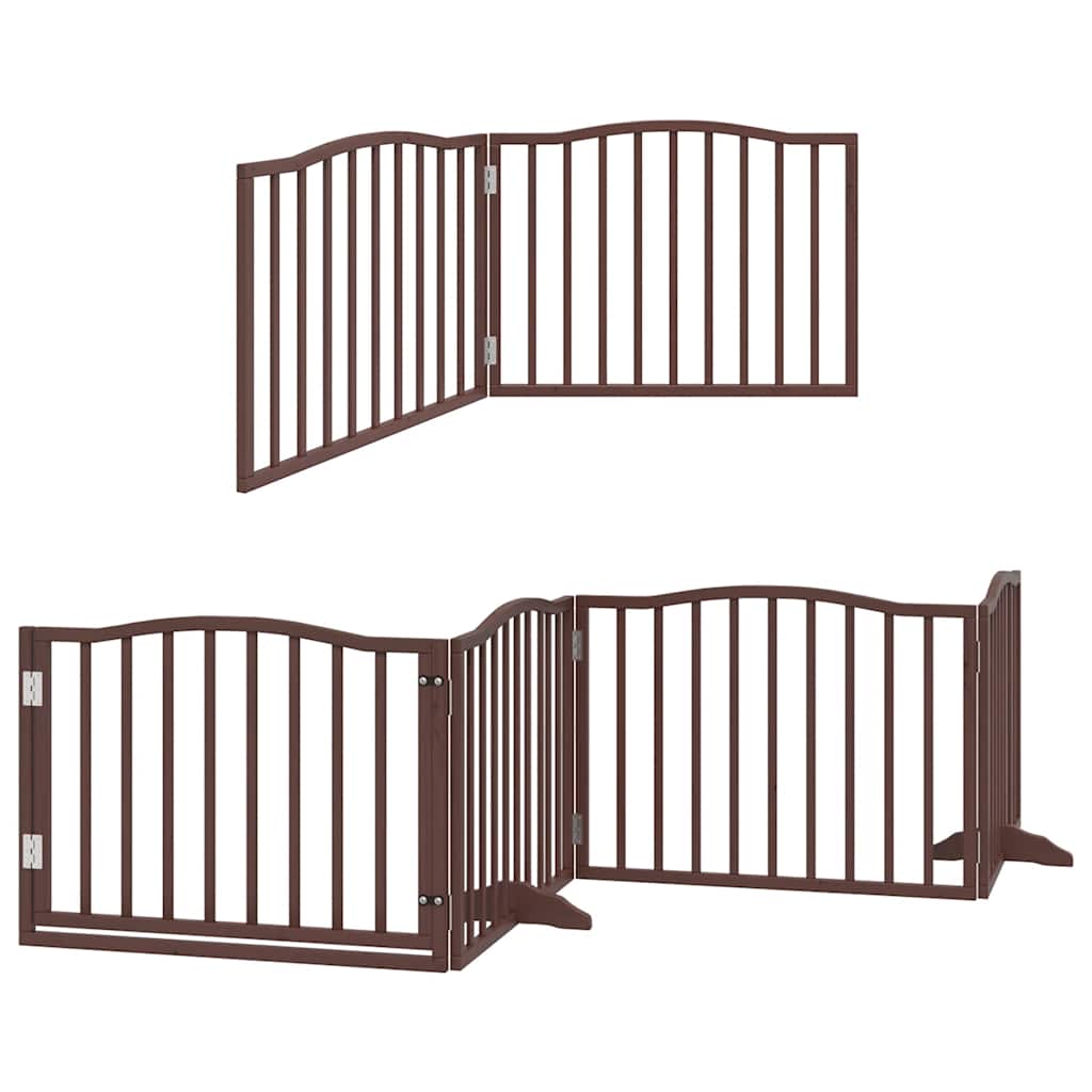 hundelåge med dør 12 paneler 960 cm foldbar poppeltræ brun