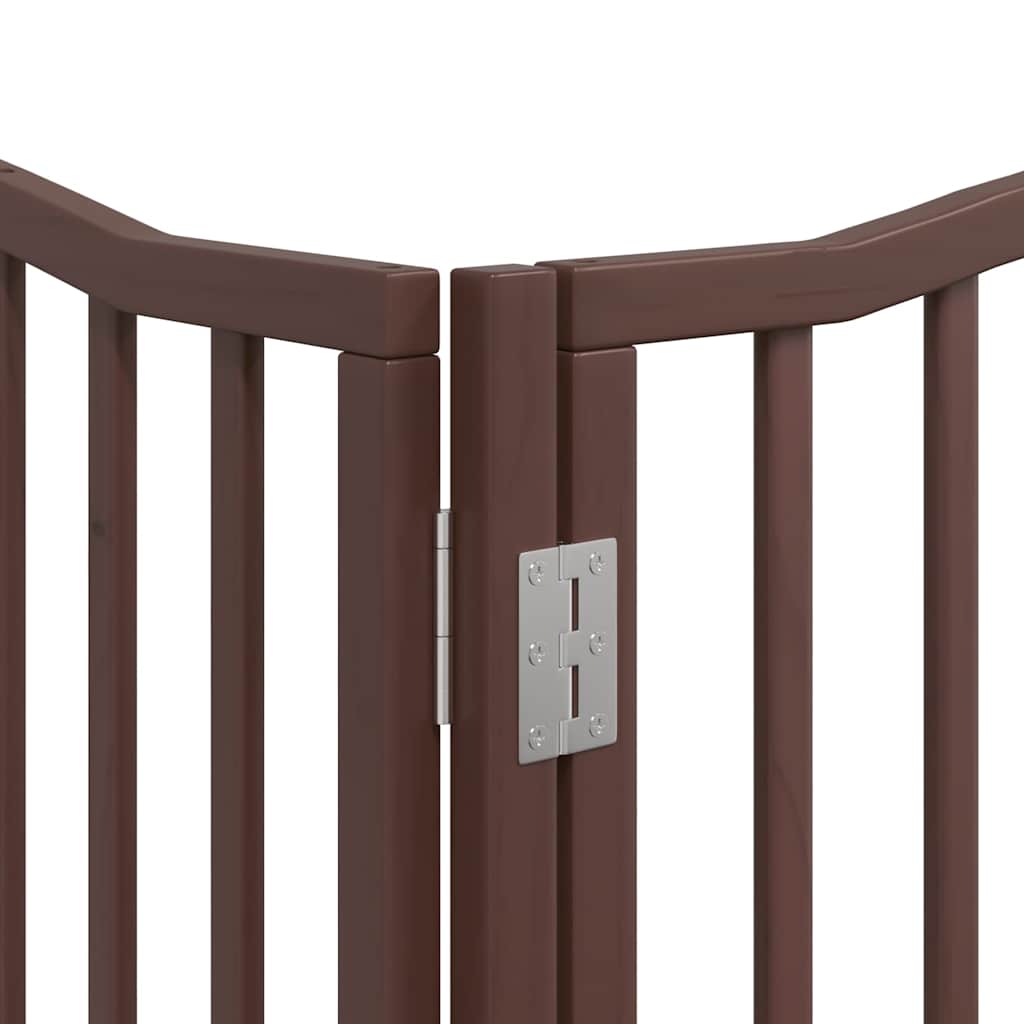 hundelåge med dør 6 paneler 480 cm foldbar poppeltræ brun