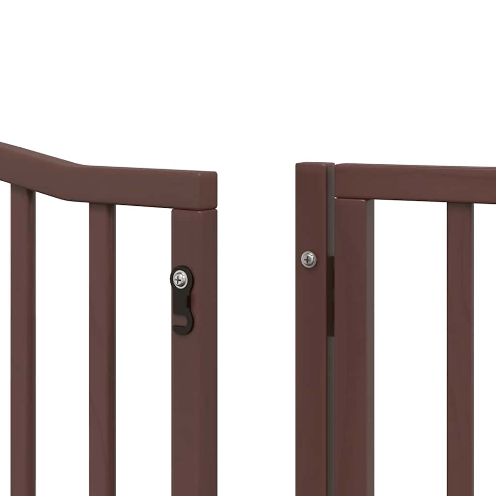 hundelåge med dør 6 paneler 480 cm foldbar poppeltræ brun