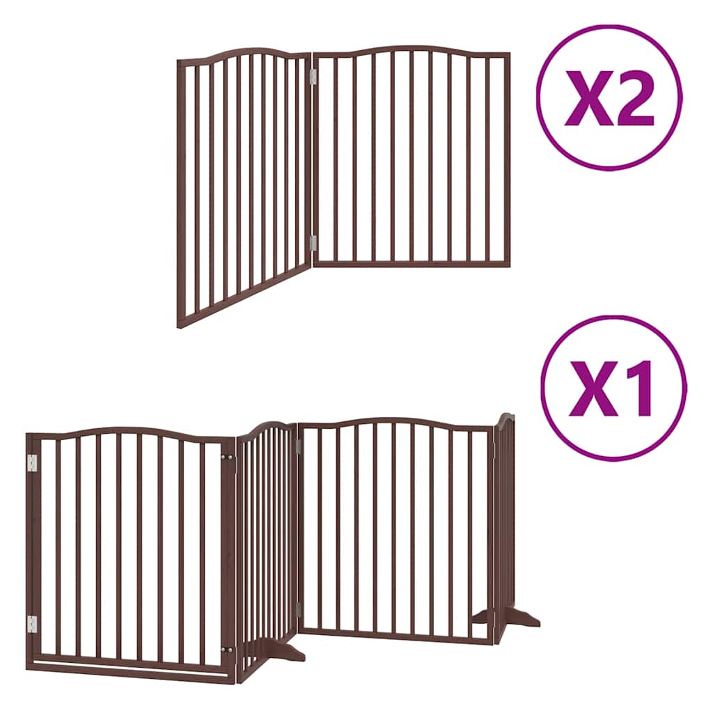 hundelåge med dør 8 paneler 640 cm foldbar poppeltræ brun