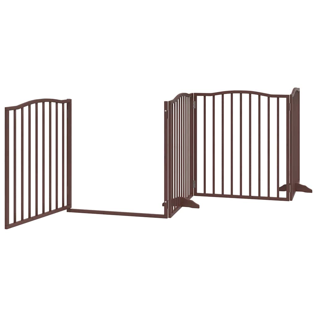 hundelåge med dør 8 paneler 640 cm foldbar poppeltræ brun