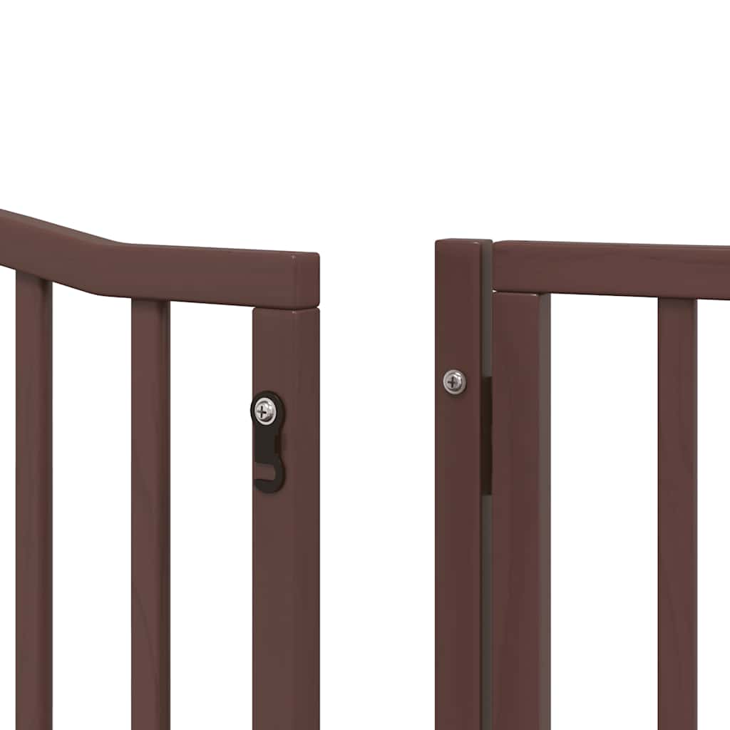 hundelåge med dør 8 paneler 640 cm foldbar poppeltræ brun
