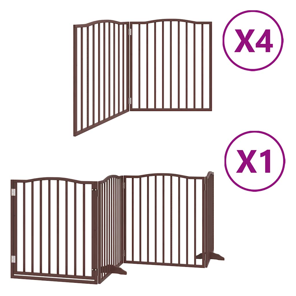 hundelåge med dør 12 paneler 960 cm foldbar poppeltræ brun