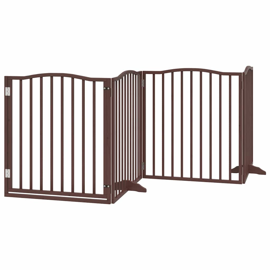hundelåge med dør 12 paneler 960 cm foldbar poppeltræ brun