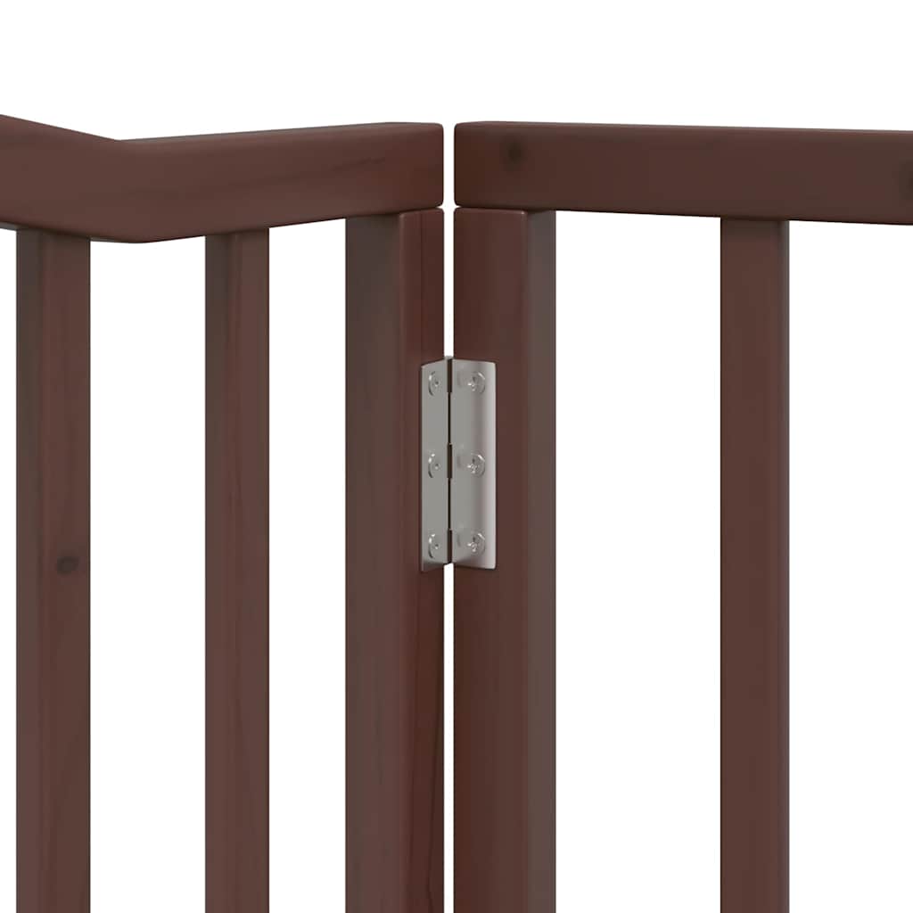 hundelåge med dør 12 paneler 960 cm foldbar poppeltræ brun