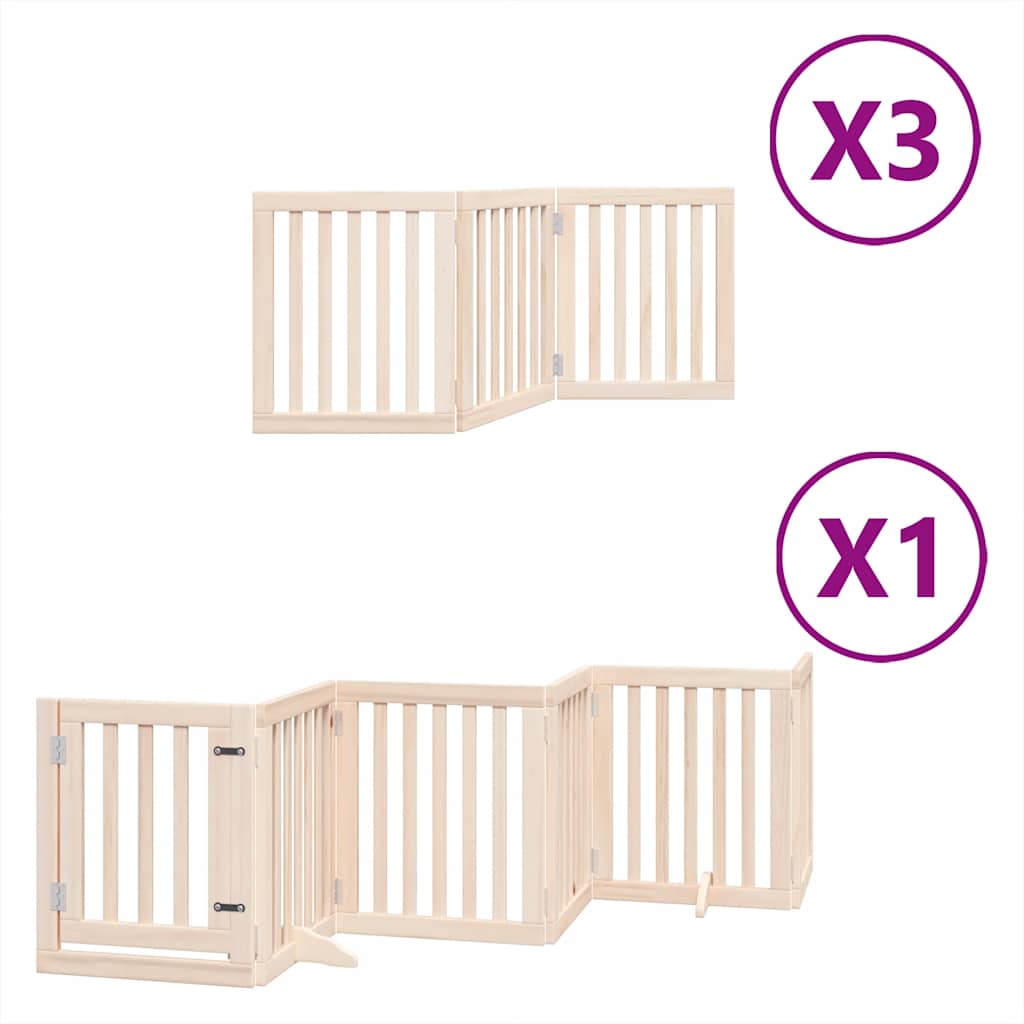 hundelåge med dør 12 paneler 750 cm foldbar poppeltræ