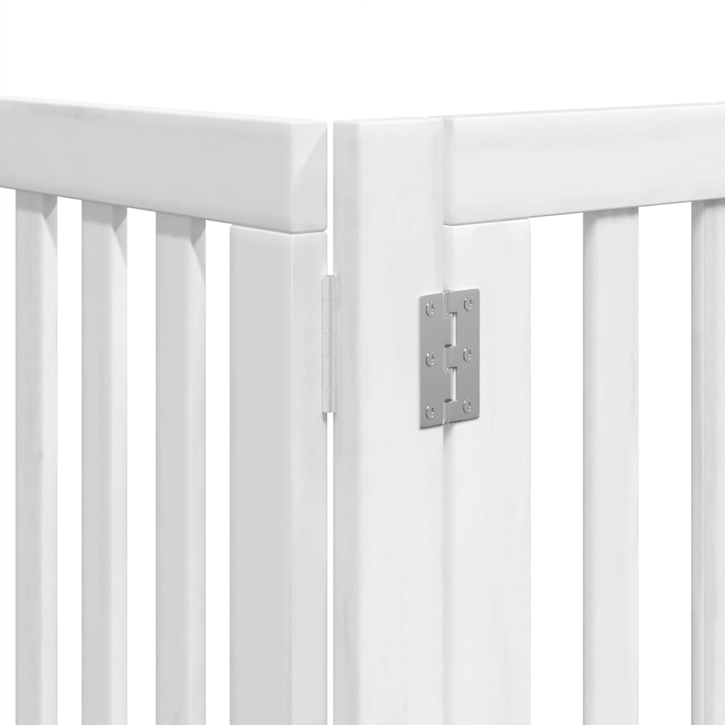 hundelåge med dør 9 paneler 450 cm foldbar poppeltræ hvid