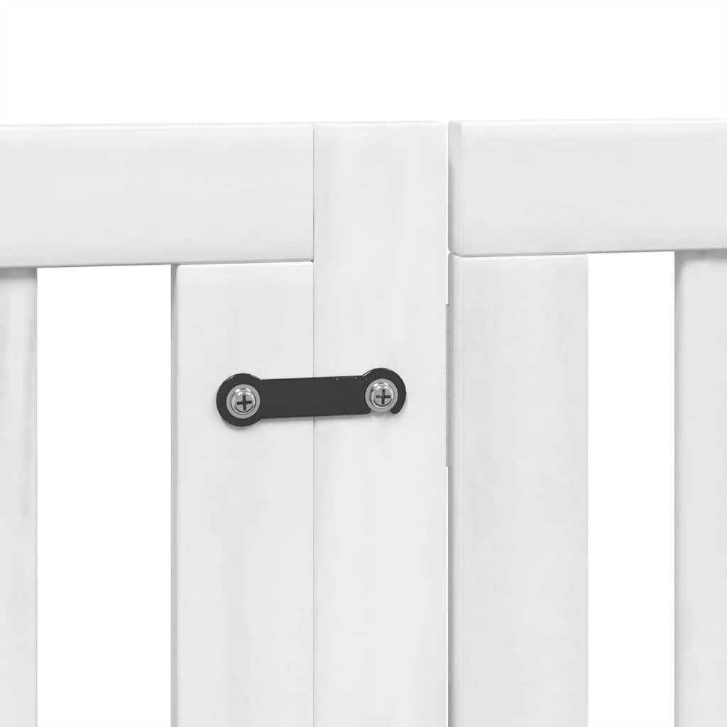 hundelåge med dør 12 paneler 600 cm foldbar poppeltræ hvid