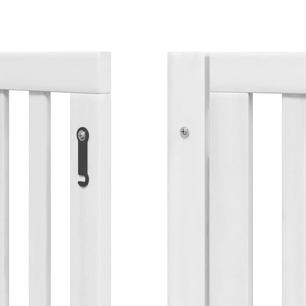 hundelåge med dør 12 paneler 600 cm foldbar poppeltræ hvid