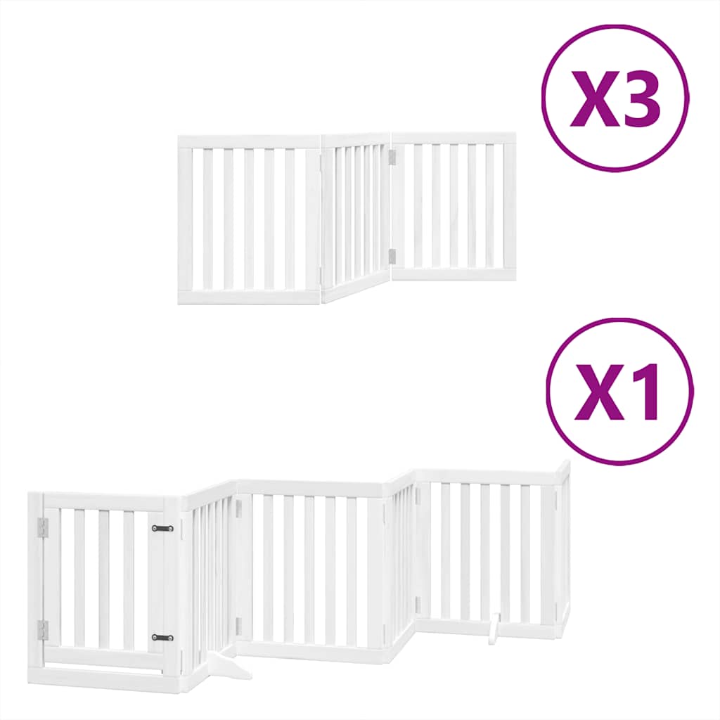 hundelåge med dør 15 paneler 750 cm foldbar poppeltræ hvid