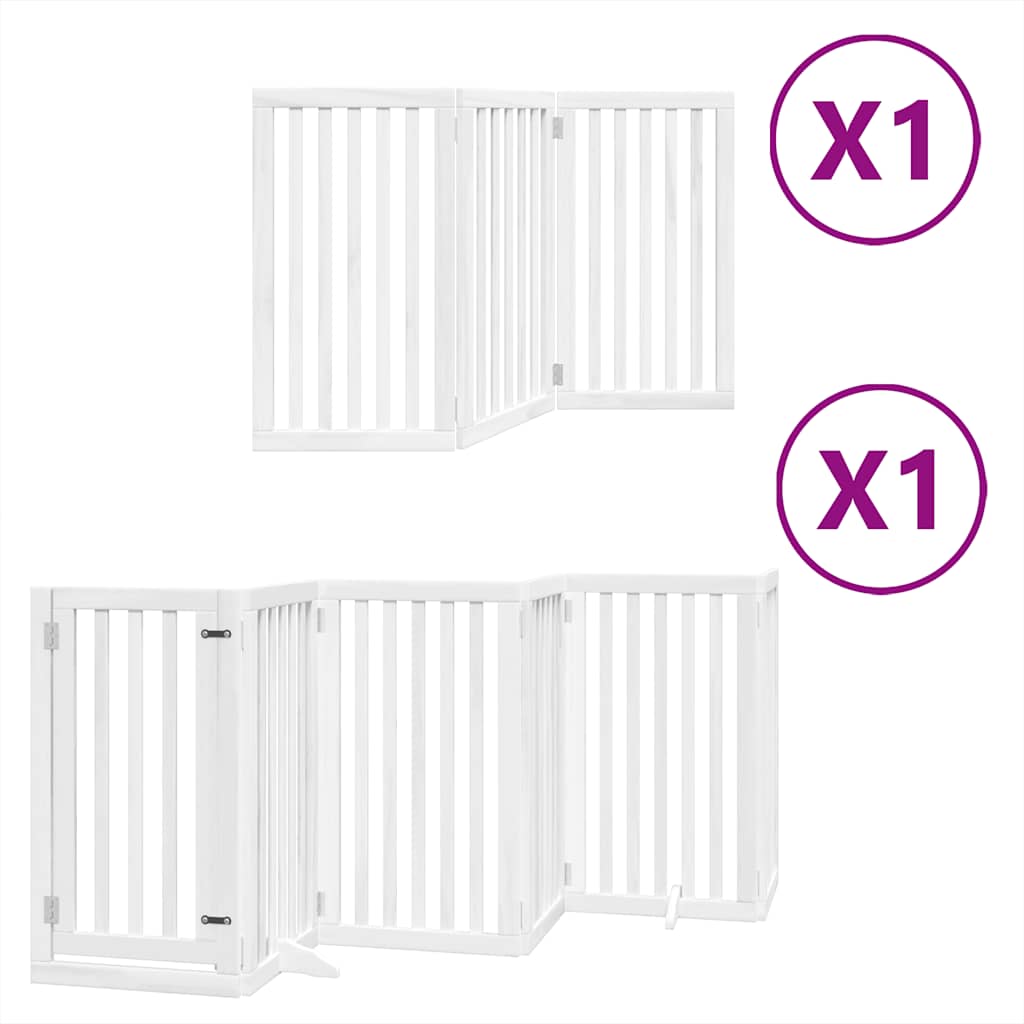 hundelåge med dør 9 paneler 450 cm foldbar poppeltræ hvid