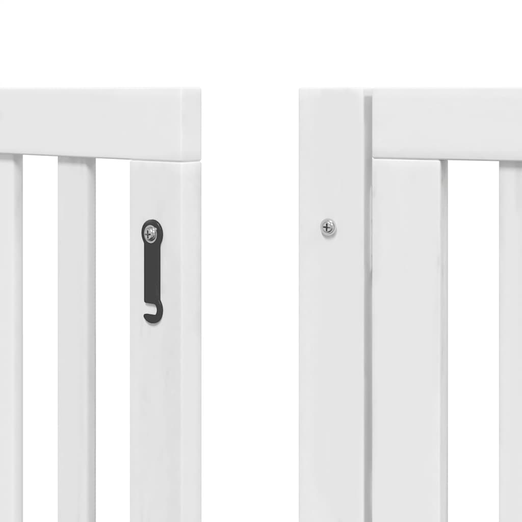 hundelåge med dør 9 paneler 450 cm foldbar poppeltræ hvid