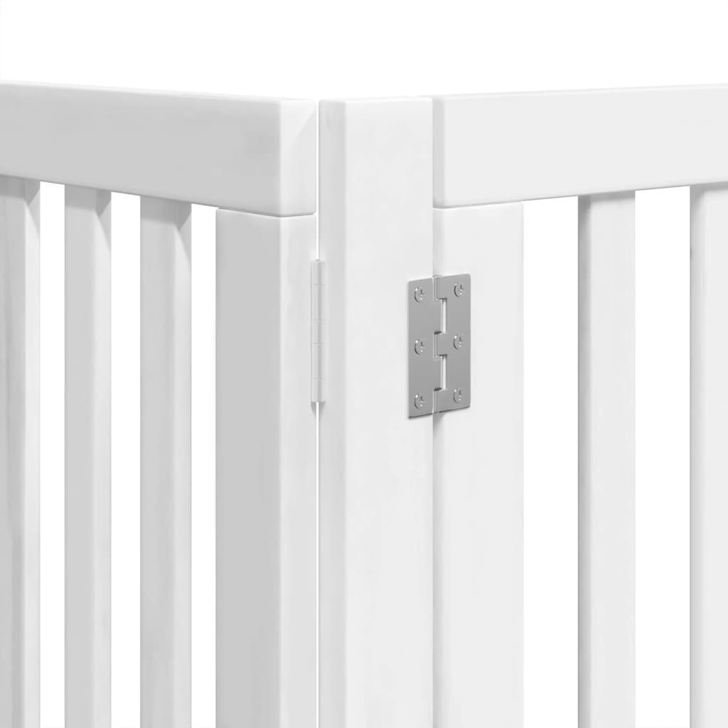 hundelåge med dør 9 paneler 450 cm foldbar poppeltræ hvid