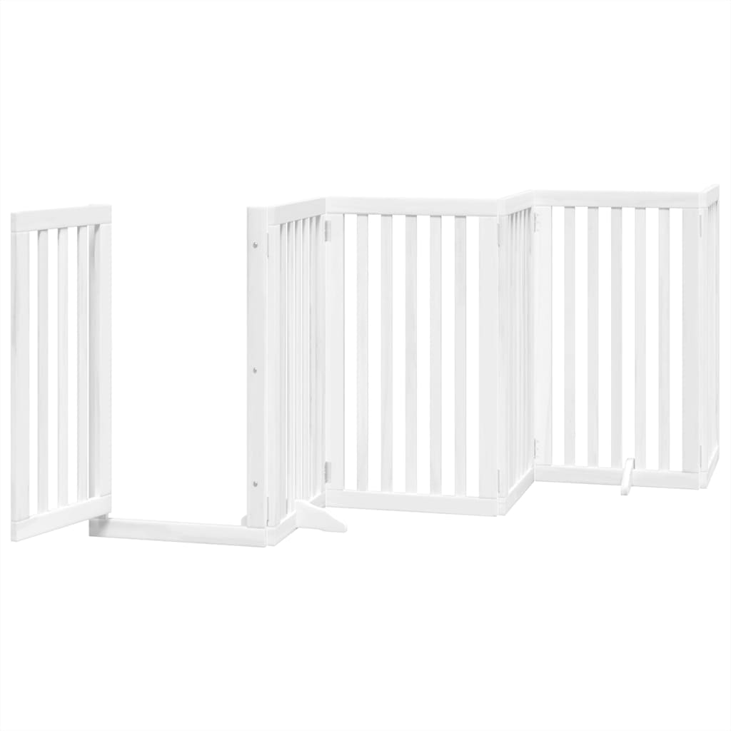hundelåge med dør 12 paneler 600 cm foldbar poppeltræ hvid