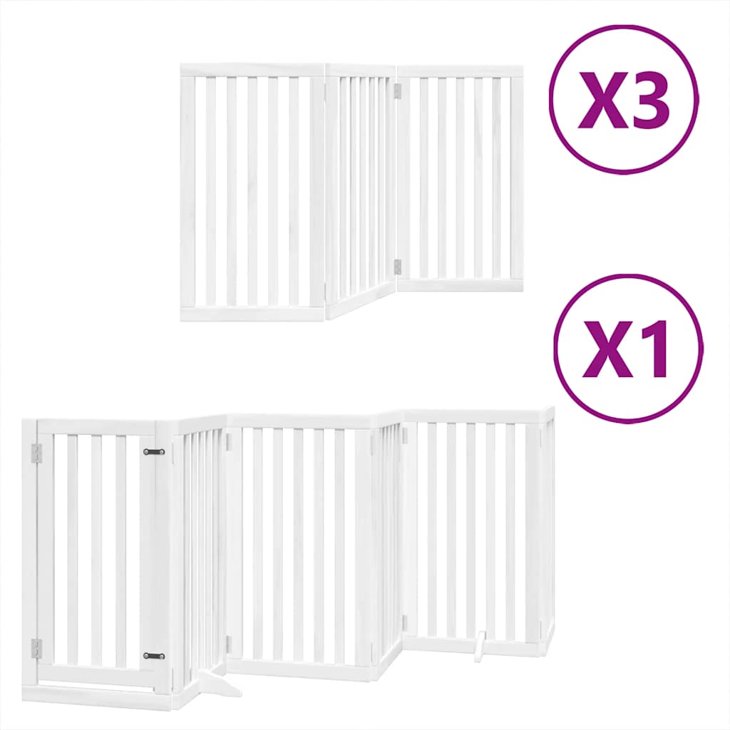 hundelåge med dør 15 paneler 750 cm foldbar poppeltræ hvid
