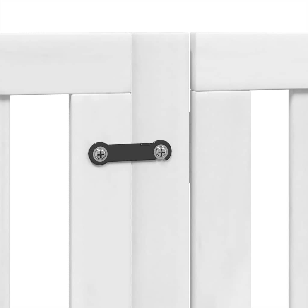 hundelåge med dør 15 paneler 750 cm foldbar poppeltræ hvid