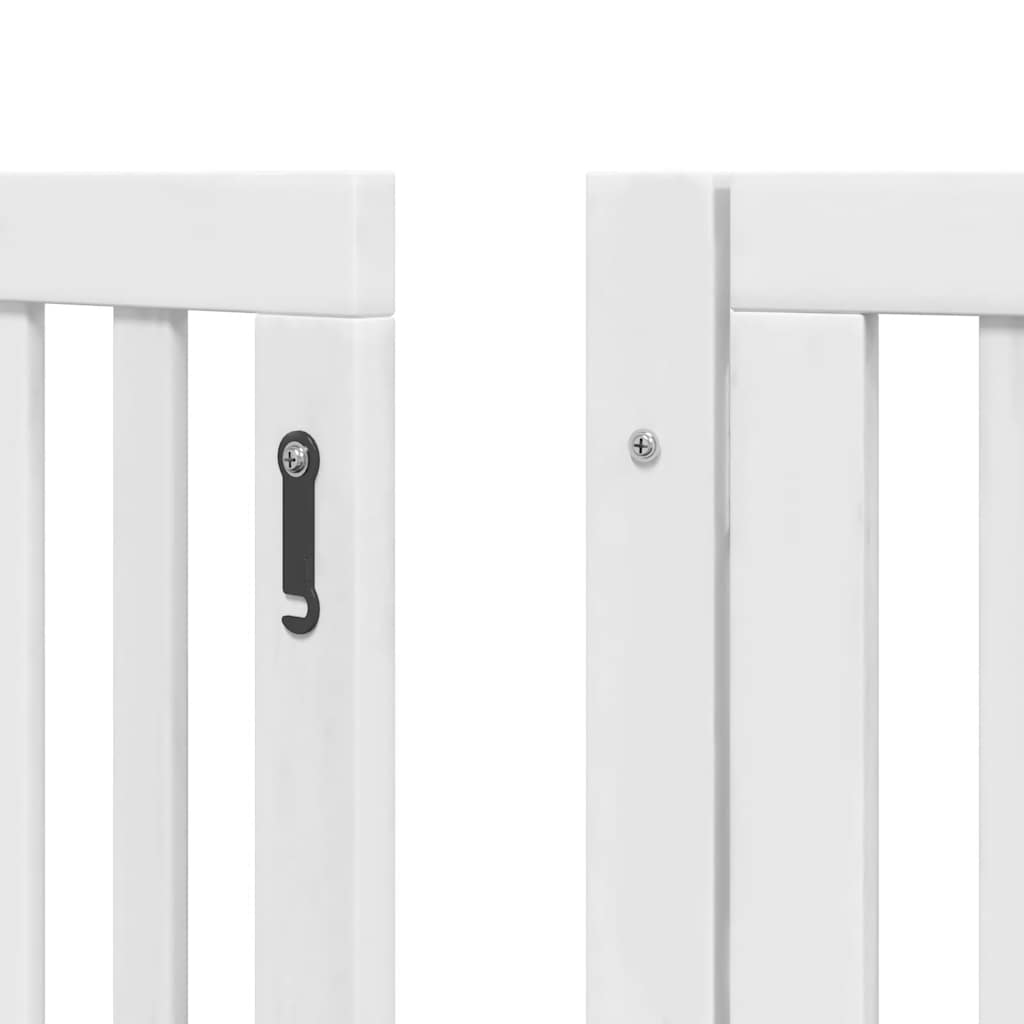 hundelåge med dør 15 paneler 750 cm foldbar poppeltræ hvid