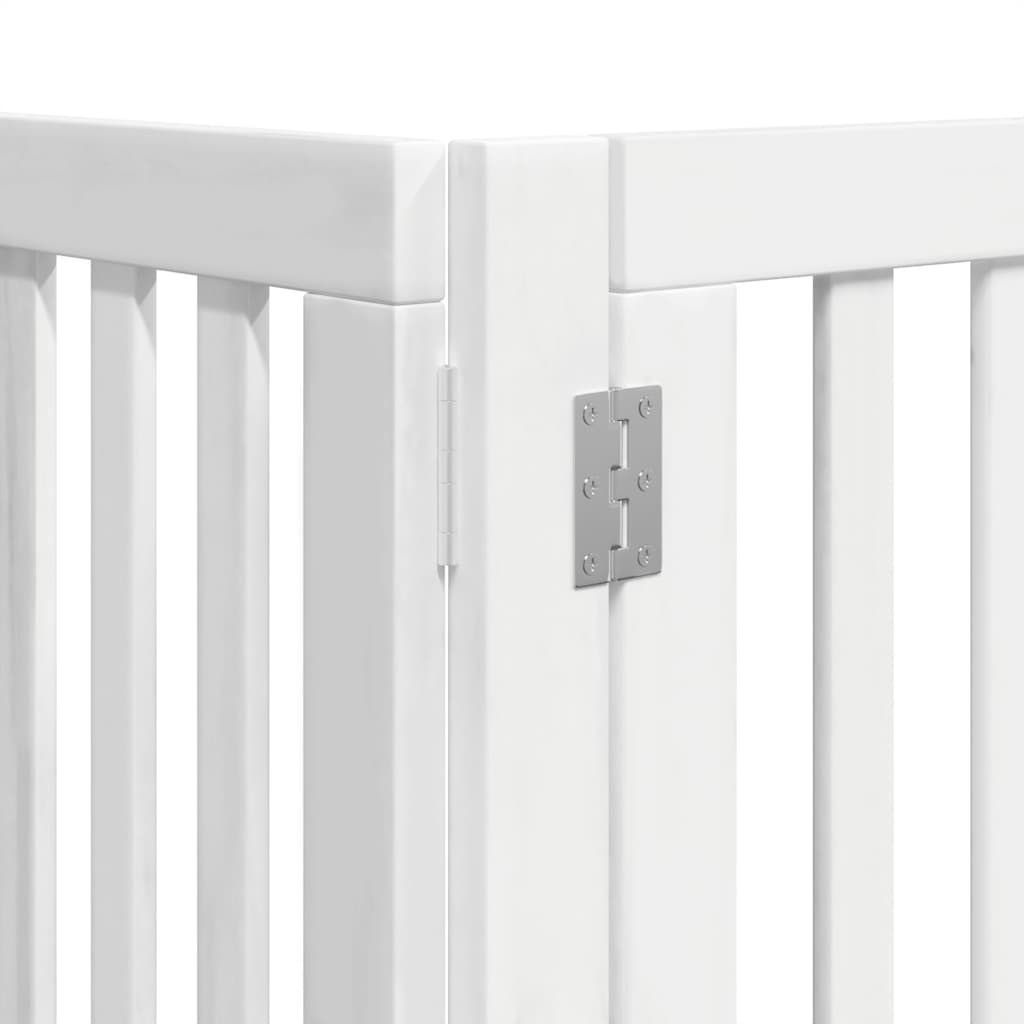 hundelåge med dør 15 paneler 750 cm foldbar poppeltræ hvid