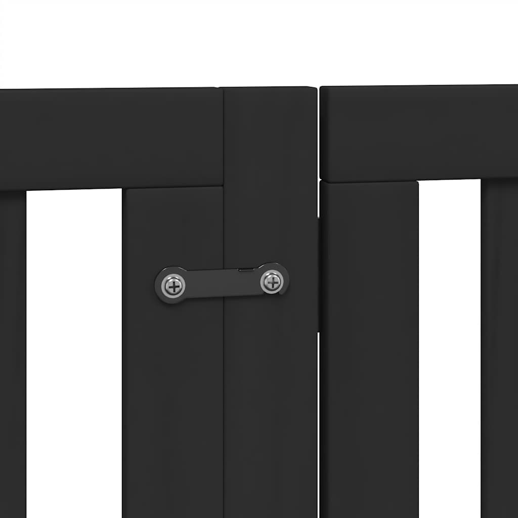 hundelåge med dør 9 paneler 450 cm foldbar poppeltræ sort