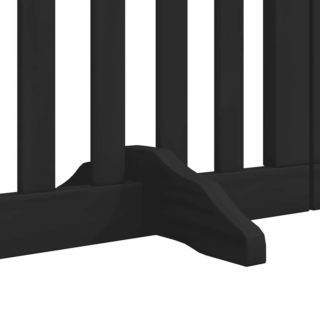 hundelåge med dør 15 paneler 750 cm foldbar poppeltræ sort