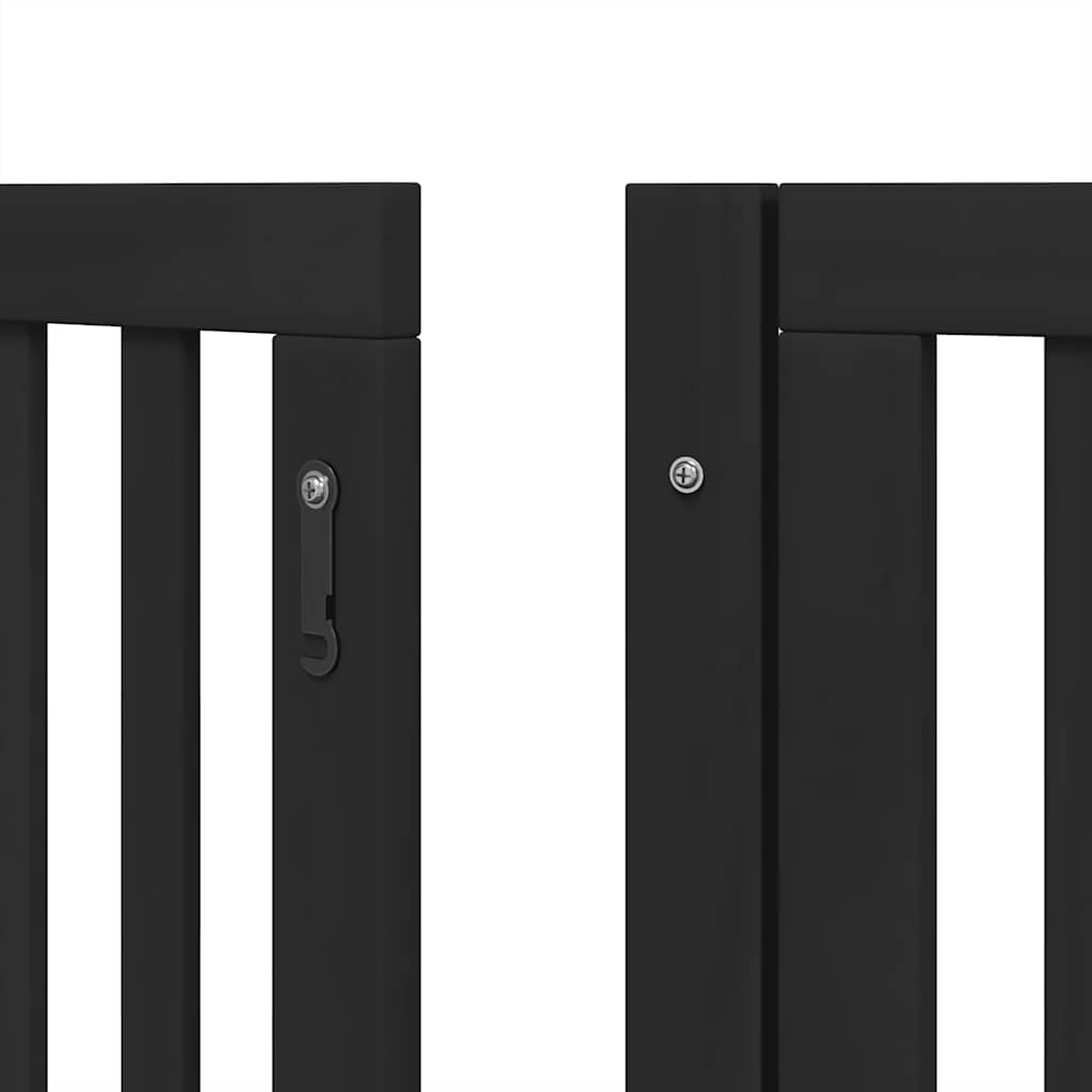 hundelåge med dør 9 paneler 450 cm foldbar poppeltræ sort