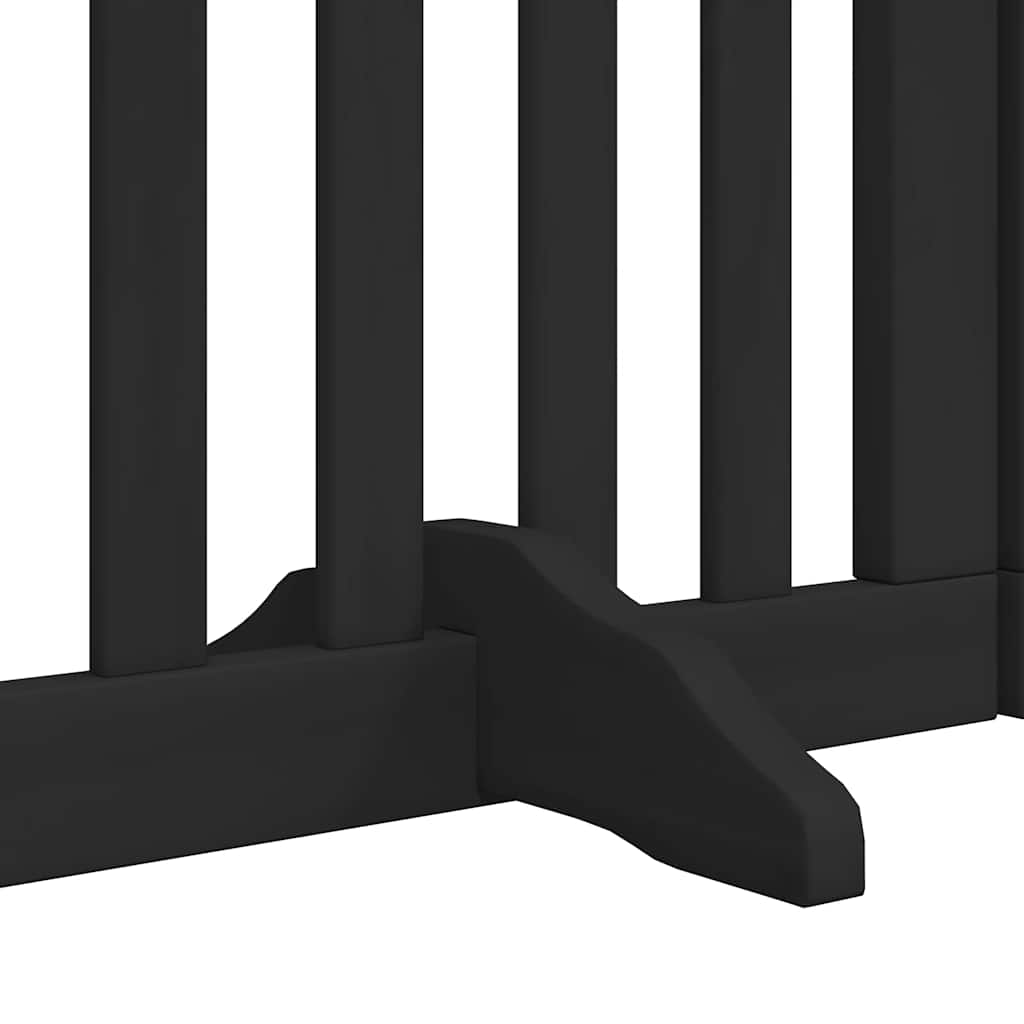hundelåge med dør 12 paneler 600 cm foldbar poppeltræ sort