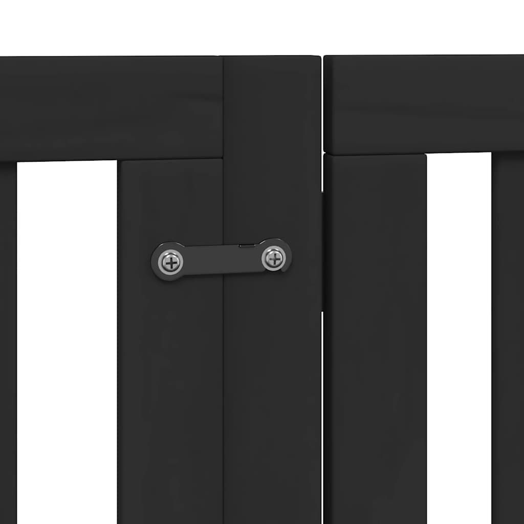 hundelåge med dør 12 paneler 600 cm foldbar poppeltræ sort