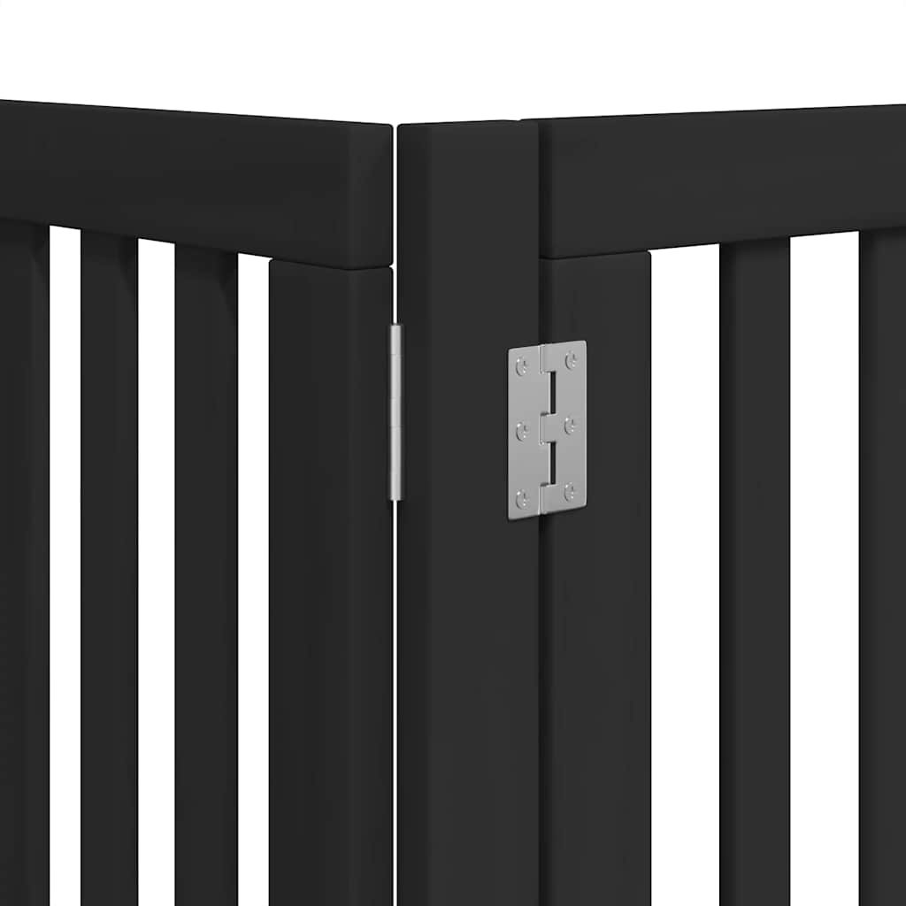 hundelåge med dør 15 paneler 750 cm foldbar poppeltræ sort