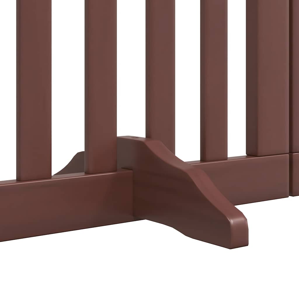 hundelåge med dør 9 paneler 450 cm foldbar poppeltræ brun