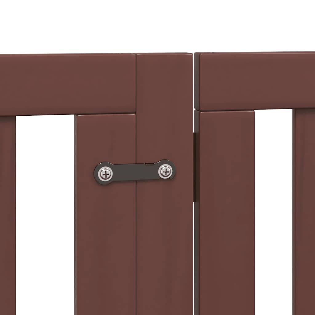 hundelåge med dør 9 paneler 450 cm foldbar poppeltræ brun