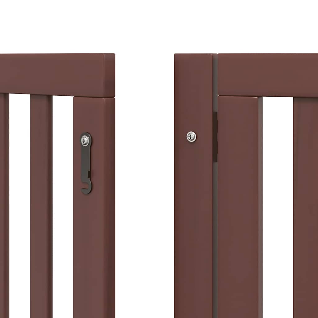 hundelåge med dør 9 paneler 450 cm foldbar poppeltræ brun