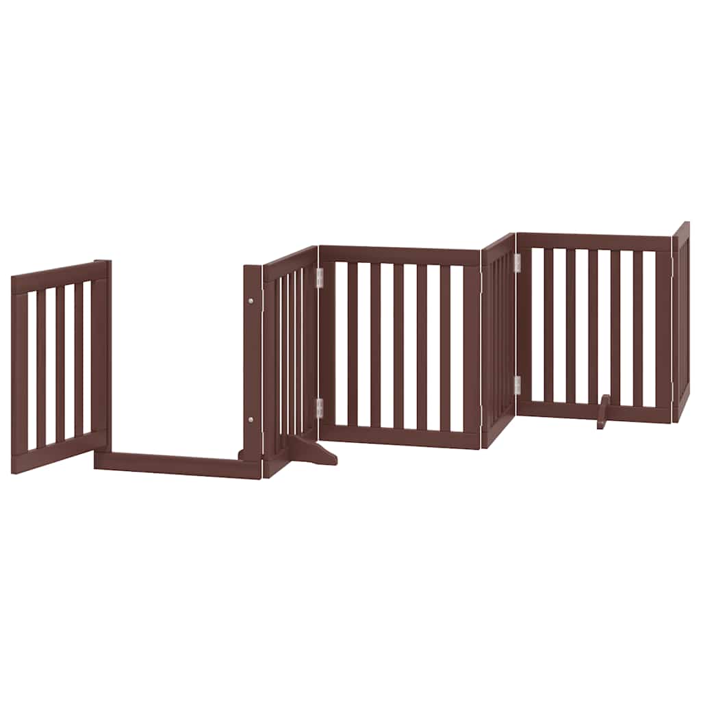 hundelåge med dør 12 paneler 600 cm foldbar poppeltræ brun