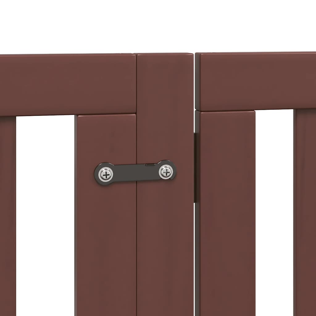 hundelåge med dør 12 paneler 600 cm foldbar poppeltræ brun