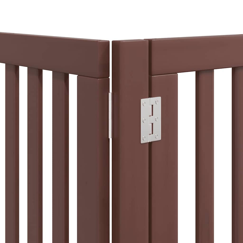 hundelåge med dør 12 paneler 600 cm foldbar poppeltræ brun