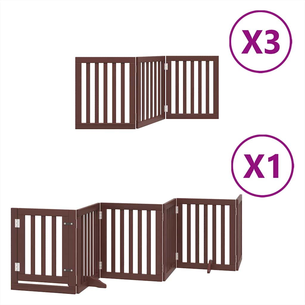 hundelåge med dør 15 paneler 750 cm foldbar poppeltræ brun
