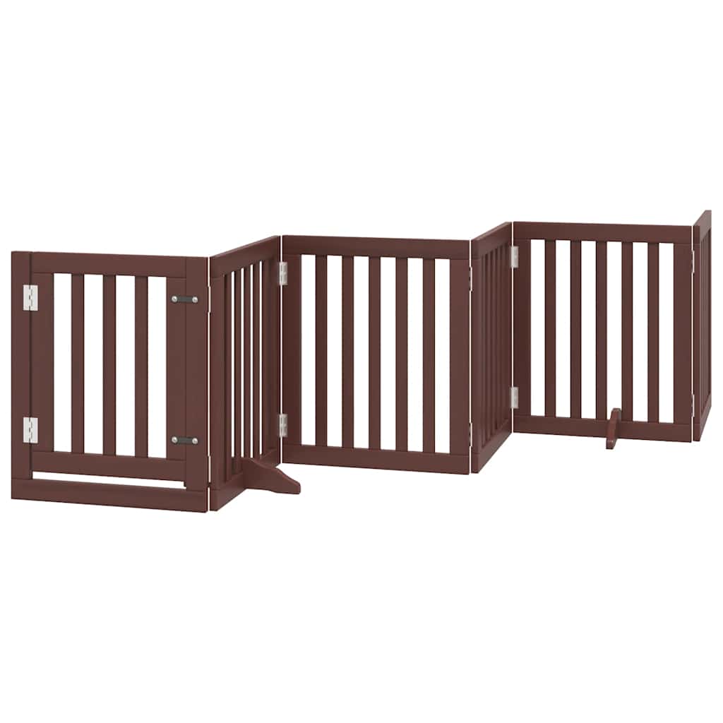 hundelåge med dør 15 paneler 750 cm foldbar poppeltræ brun