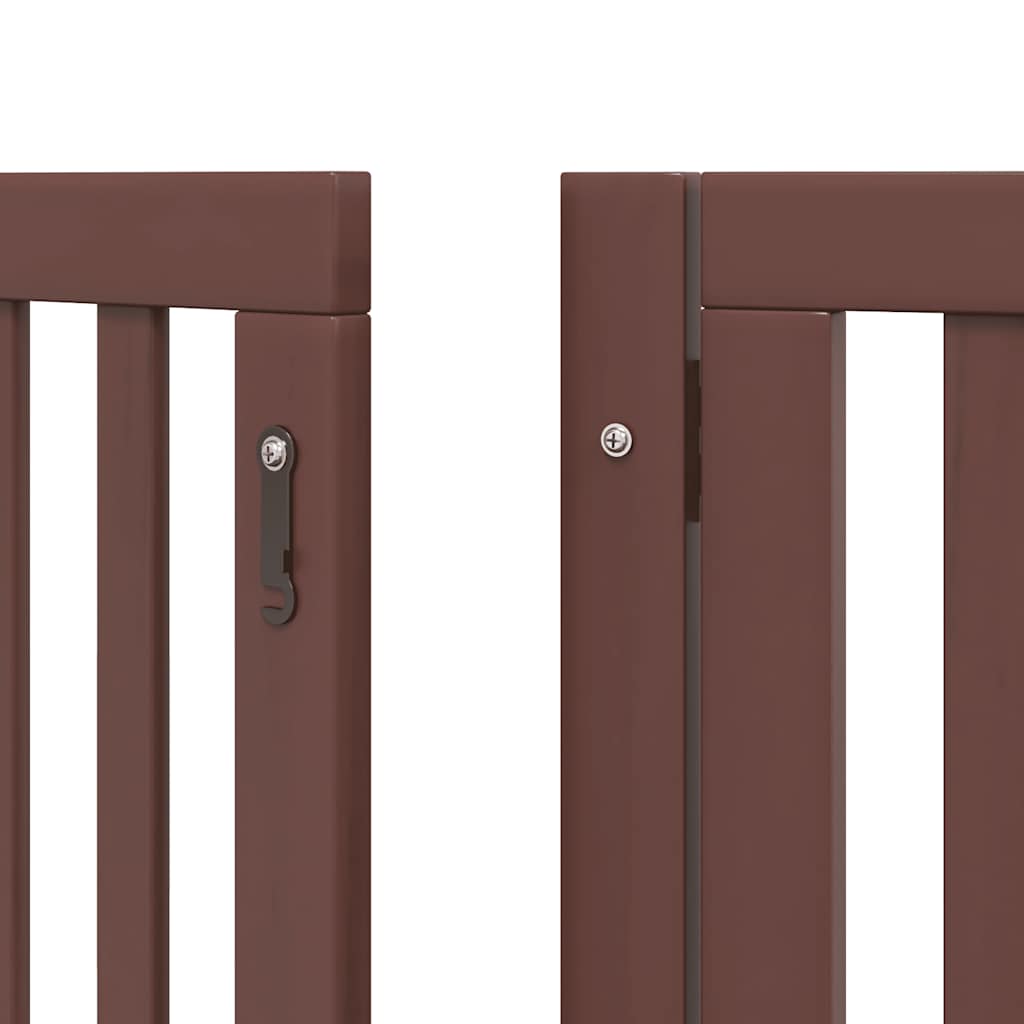 hundelåge med dør 15 paneler 750 cm foldbar poppeltræ brun