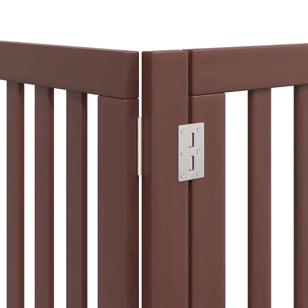 hundelåge med dør 15 paneler 750 cm foldbar poppeltræ brun