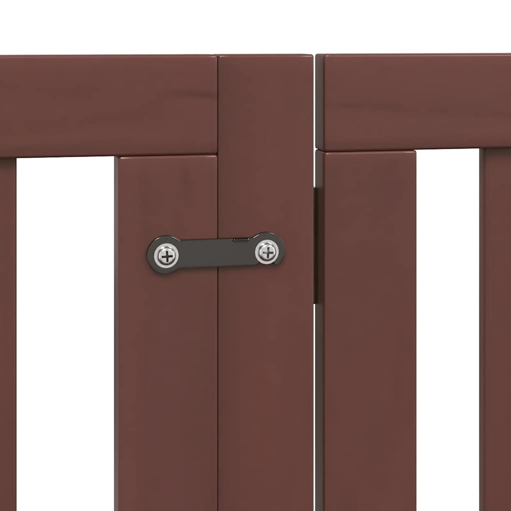 hundelåge med dør 9 paneler 450 cm foldbar poppeltræ brun
