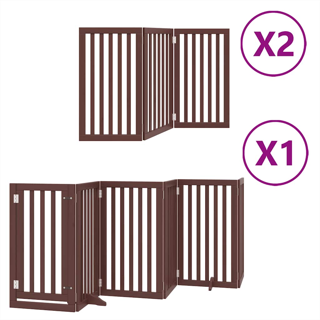 hundelåge med dør 12 paneler 600 cm foldbar poppeltræ brun