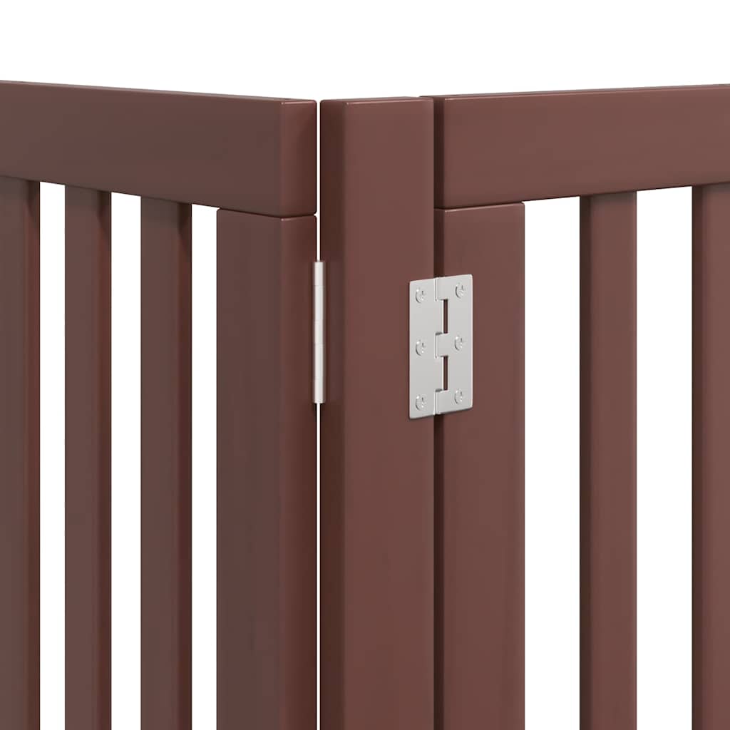 hundelåge med dør 12 paneler 600 cm foldbar poppeltræ brun