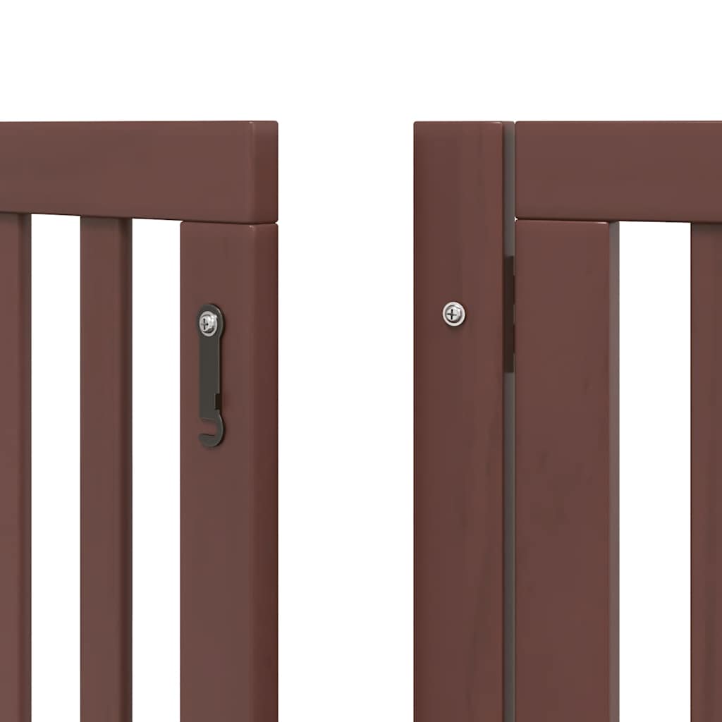 hundelåge med dør 15 paneler 750 cm foldbar poppeltræ brun