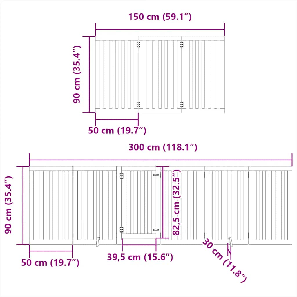 hundelåge med dør 15 paneler 750 cm foldbar poppeltræ brun