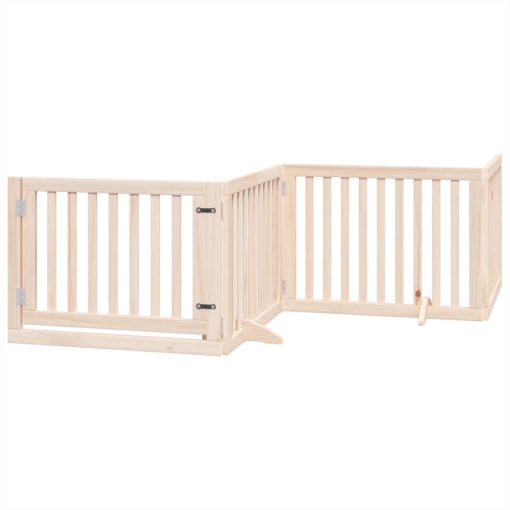hundelåge med dør 6 paneler 480 cm foldbar poppeltræ