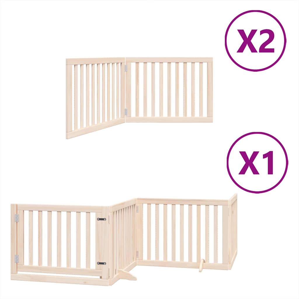 hundelåge med dør 8 paneler 640 cm foldbar poppeltræ